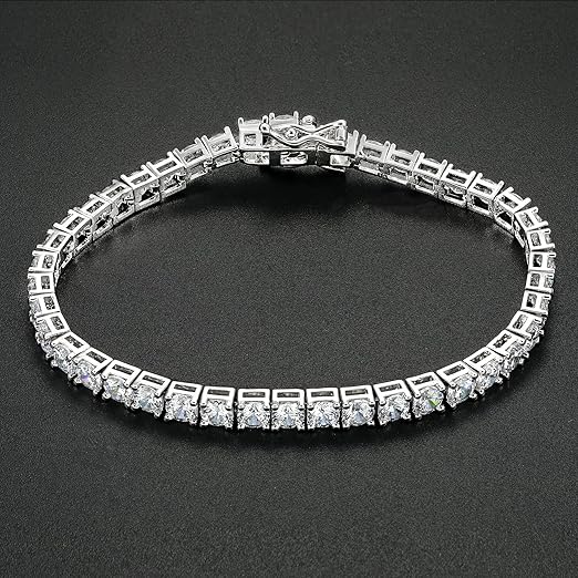 18K White Gold Plated Tennis Bracelet